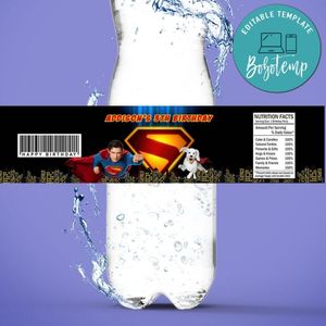 Superman 2025 Birthday Water Bottle Label Template To Print At Home Instant Download
