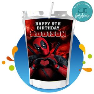 Deadpool Capri Sun Birthday Labels Digital File Printable Instant Download