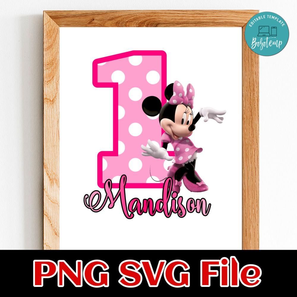 Minnie mouse First Birthday Customer request PNG | Bobotemp