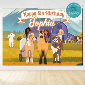 Spirit And Friends Birthday Backdrop Digital File Template Instant Download