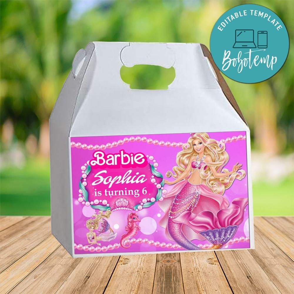 Sirena Barbie Gable Box Digital File Printable Instant Download