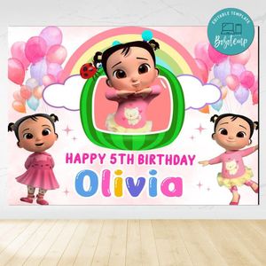 Cece Cocomelon Birthday Backdrop Digital File Template Instant Download