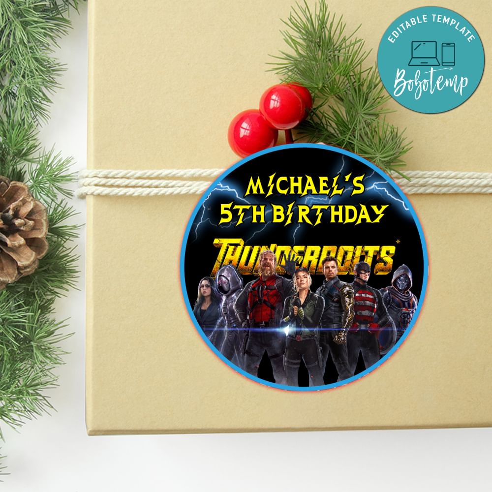 Thunderbolts Circle Sticker Template Customizable DIY | Bobotemp