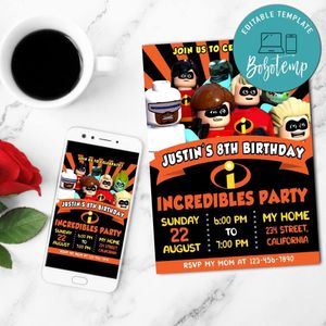 Incredibles Lego Invitation Customizable Template to Print at Home Instant Download