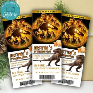 Jurassic World Dominion Ticket Invitation Customizable Template Instant Download