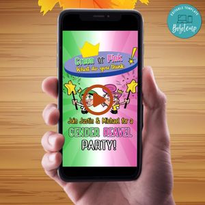 The fairly odd parents Gender Reveal Video Invitation Digital Template Customizable Instant Download