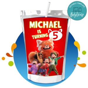 Pixar Turning Red Capri Sun Birthday Labels Digital File Printable Instant Download