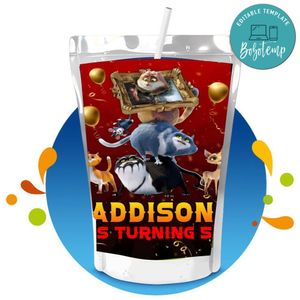 Cats in the museum Capri Sun Birthday Labels Digital File Printable Instant Download