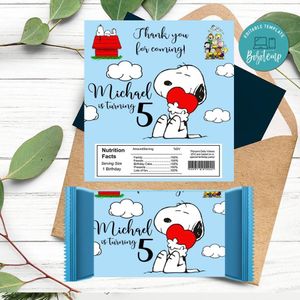 Snoopy Candy bar Label Customizable Template Instant Download