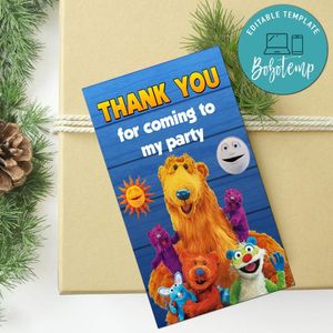Bear In The Big Blue House Thank You Tag Customizable Template To Print At Home Instant Download