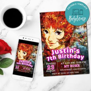 Paprika Birthday Mobile Invite Customizable Template Instant Download