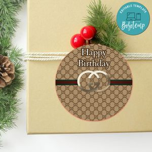 Gucci Circle Sticker Template Customizable to Print at Home Instant Download