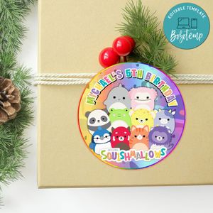 Squishmallow Circle Sticker Template Customizable to Print at Home Instant Download