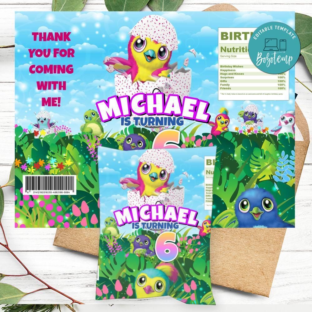 Hatchimal Birthday Chip Bag Digital File Printable DIY | Bobotemp