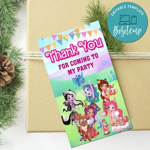 Enchantimal Thank You Tag Customizable Template To Print At Home Instant Download