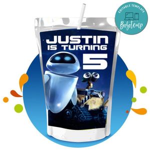 Wall e Capri Sun Birthday Labels Digital File Printable Instant Download