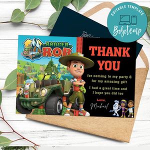 Ranger Rob Thank You Card Customizable Template To Print At Home Instant Download