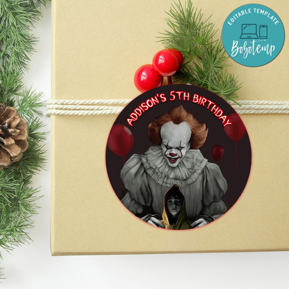 Pennywise Circle Sticker Template Customizable DIY | Bobotemp