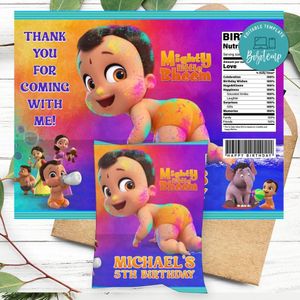 Mighty little bheem Birthday Chip Bag Digital File Printable Instant Download