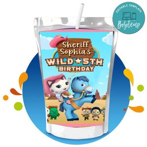 Sheriff Callie Capri Sun Birthday Labels Digital File Printable Instant Download