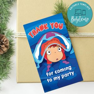 Ponyo Thank You Tag Customizable Template To Print At Home Instant Download