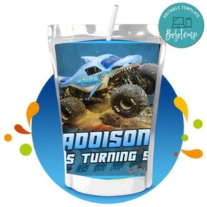 Megalodon monster Capri Sun Birthday Labels Digital File Printable Instant Download