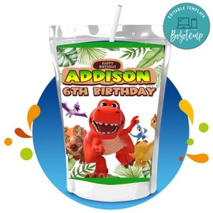 Little Dino School Capri Sun Birthday Label Digital File Printable Instant Download