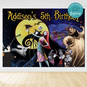 Nightmare Before Christmas Birthday Backdrop Digital File Template Instant Download