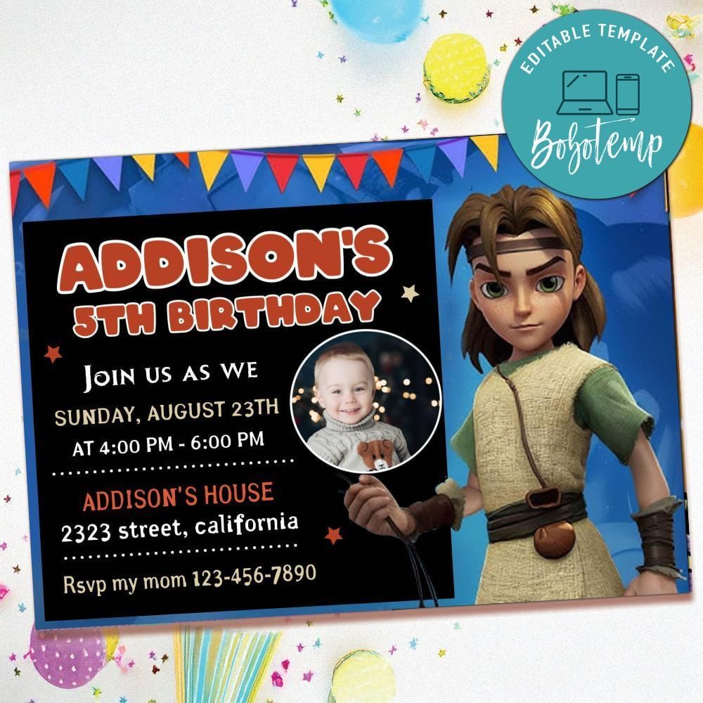 A Giant Adventure Birthday Invitation with Photo Customizable Template to Print at Home Instant Download