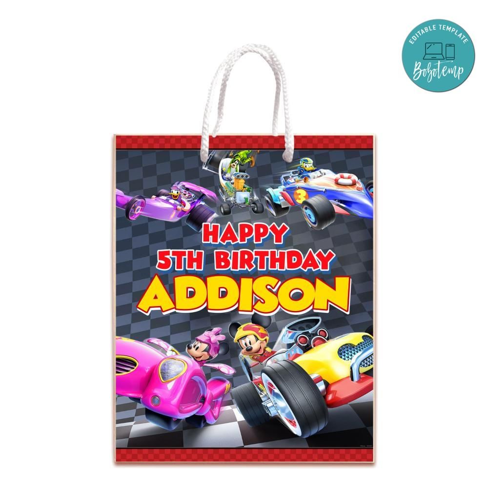 Mickey Roadster Racers Gift Bag Label Template Printable DIY | Bobotemp