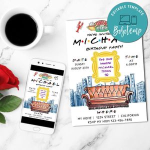 Friends Birthday Mobile Invite Customizable Template Instant Download
