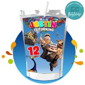Disney Pixar up Capri Sun Birthday Labels Digital File Printable Instant Download