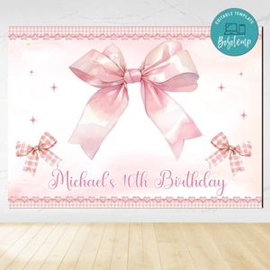 Coquette Birthday Backdrop Digital File Template Instant Download