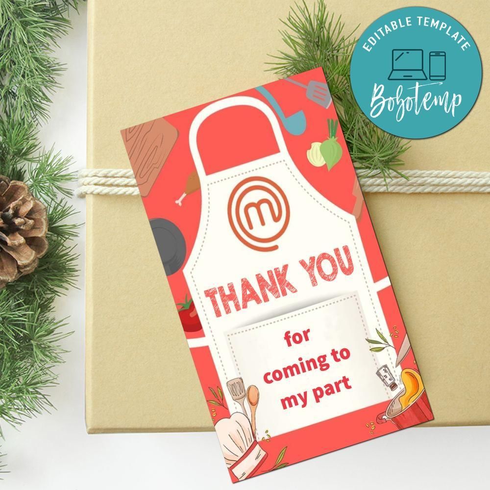 Masterchef Thank You Tag Customizable Template To Print At Home Instant Download