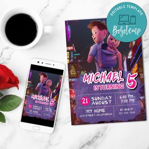 Checkered Ninja 2 Birthday Mobile Invite Customizable Template Instant Download