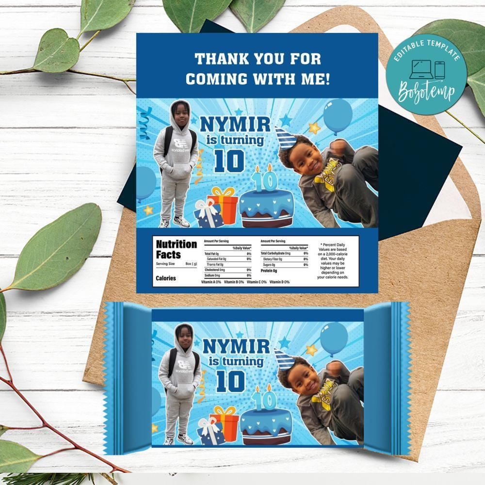 Birthday Boy Candy bar Label Customizable Template Instant Download