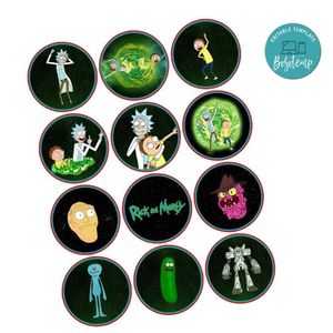 Rick And Morty Cupcake Toppers Template Printable Instant Download