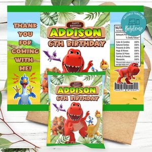 Little Dino School Birthday Party Chip Bag Digital File Printable Instant Download