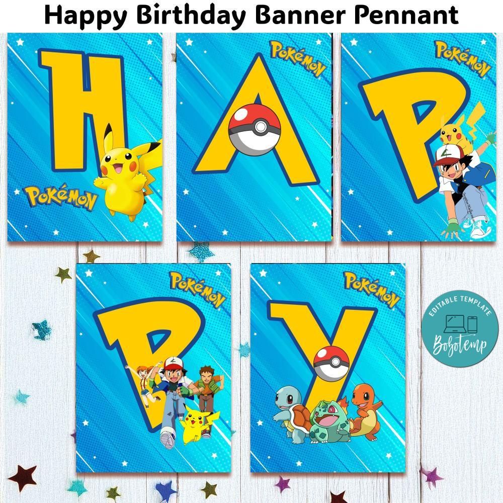 Pokemon Banner Pennant Digital File Template | Bobotemp