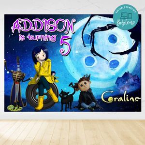 Coraline Birthday Backdrop Digital File Template Instant Download