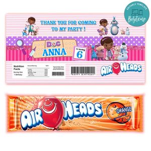 Doc McStuffins Airhead Candy Wrapper Template Printable Instant Download