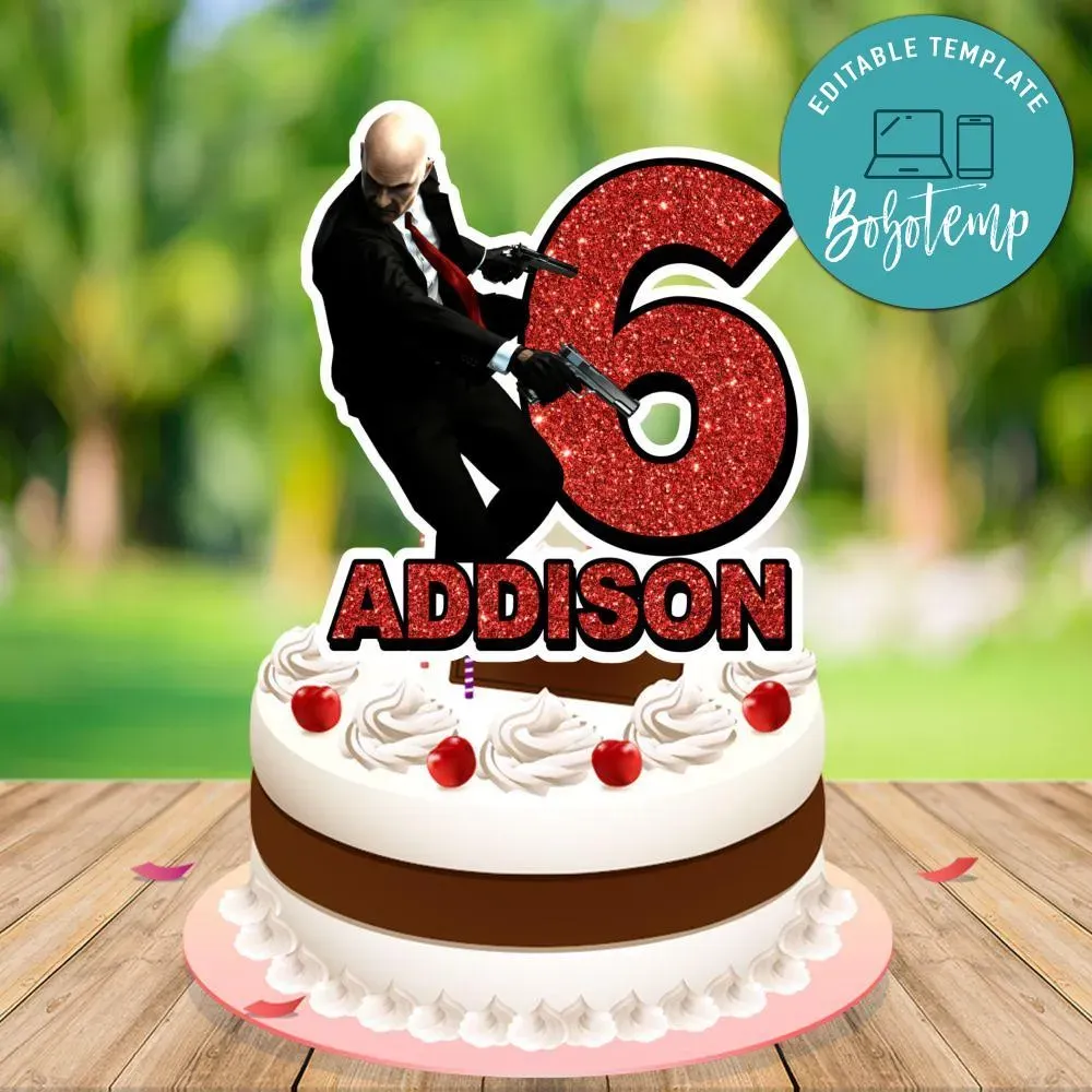 Hitman Birthday Cake Topper Template Printable | Bobotemp