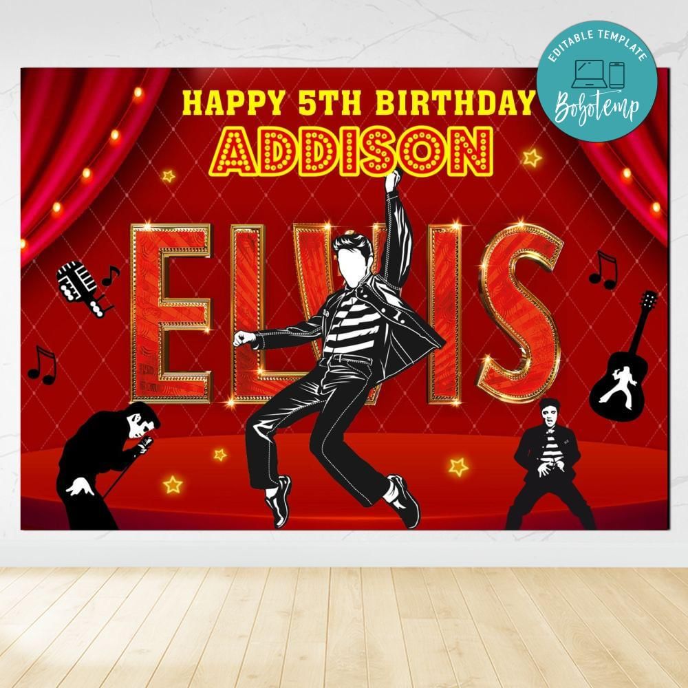 Elvis Birthday Backdrop Digital File Template | Bobotemp