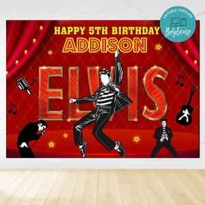 Elvis Birthday Backdrop Digital File Template Instant Download