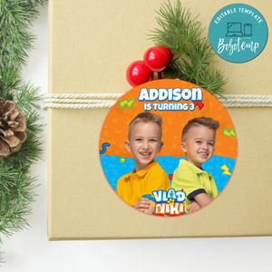 Vlad And Niki Circle Sticker Template Customizable to Print at Home Instant Download