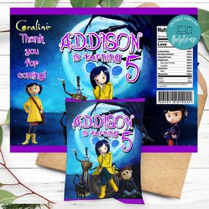 Coraline Birthday Party Chip Bag Digital File Printable Instant Download