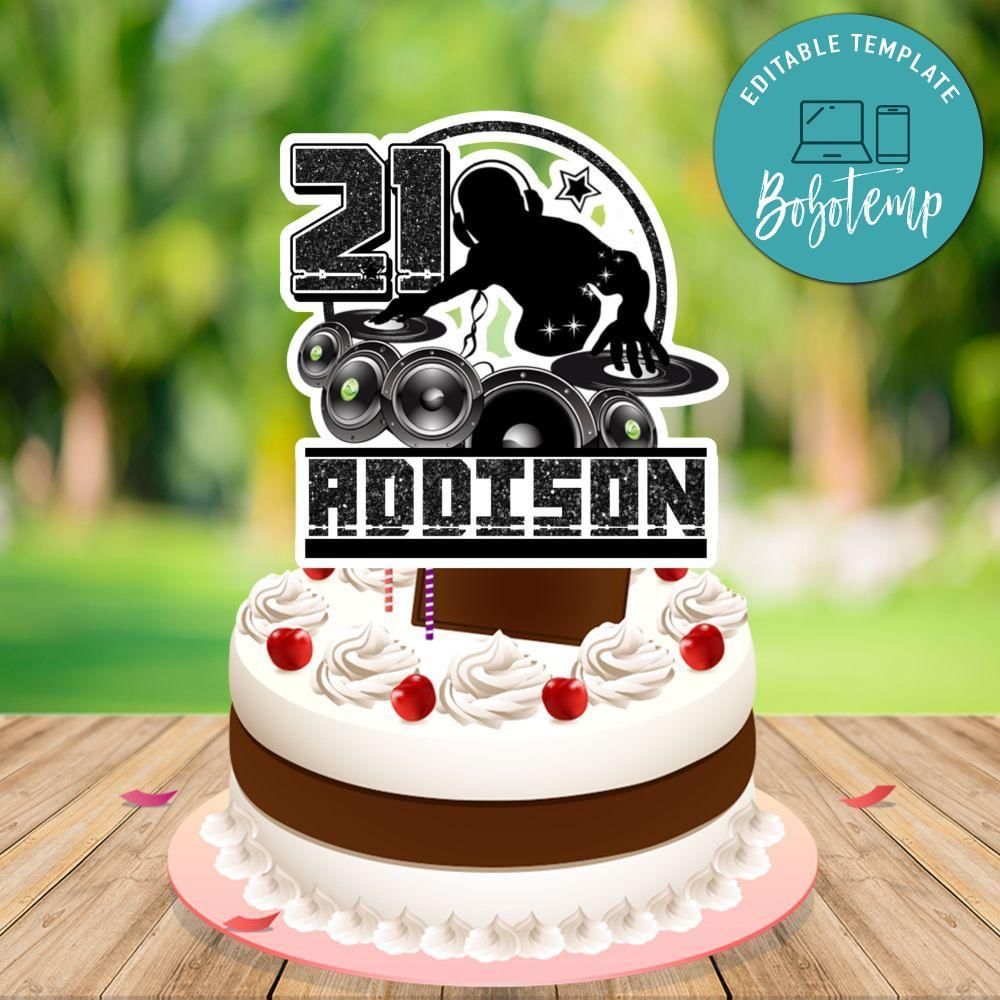 DJ Cake Topper Template Printable Instant Download