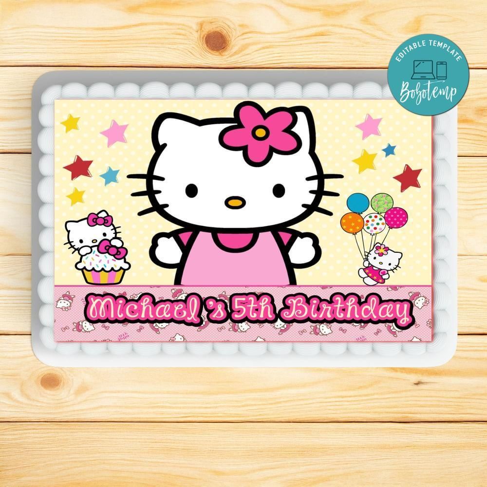 Hello Kitty Sheet Cake Template Printable Instant Download