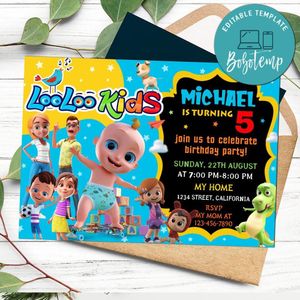 LooLoo Kids Birthday Flyer Customizable Template to Print at Home Instant Download