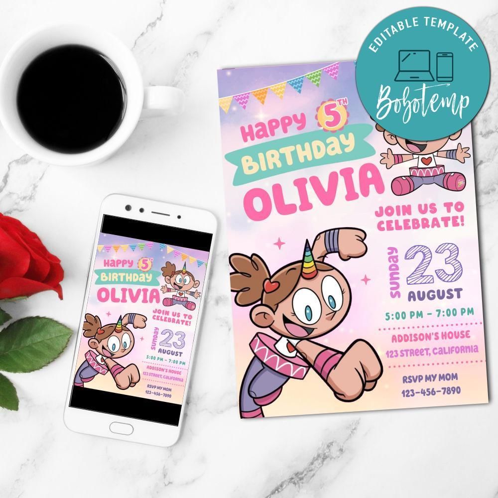 Super Unicorn Princess Invitation Customizable Template to Print at Home Instant Download